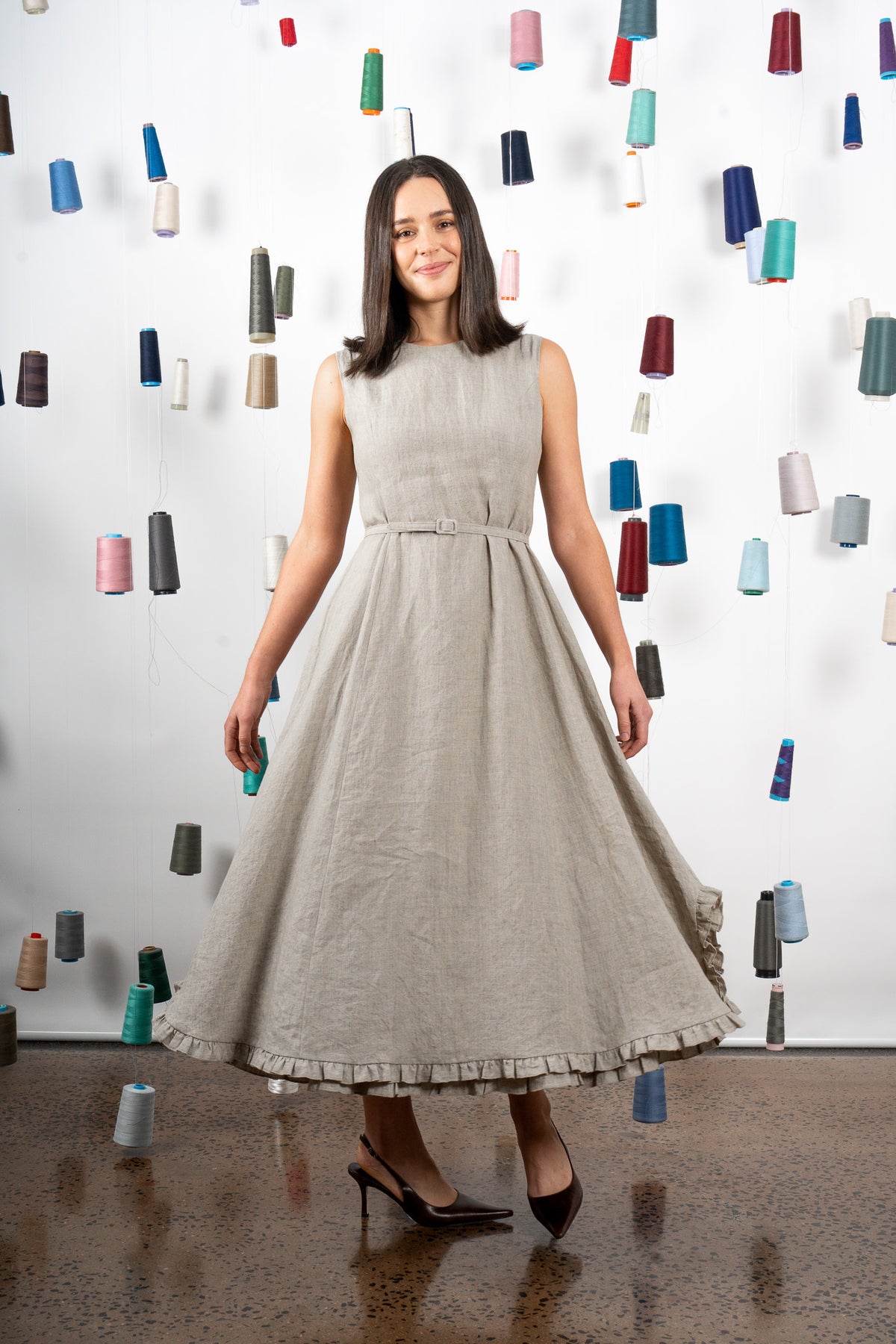 CHANCE LINEN DRESS- SAND
