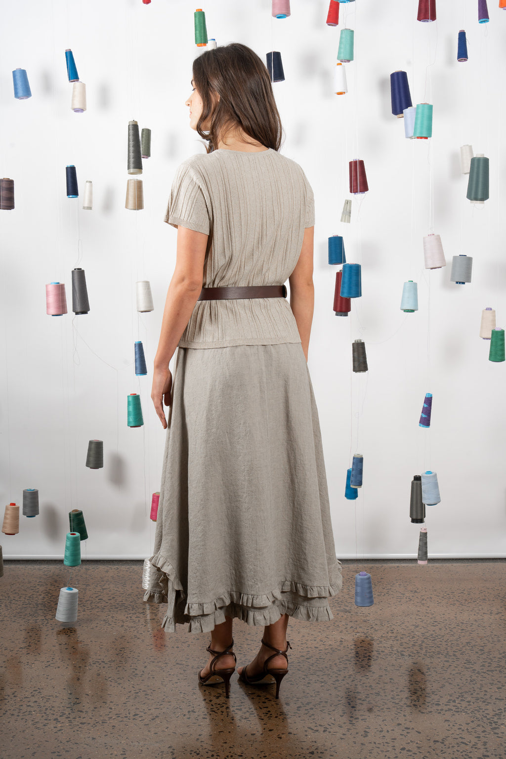 NETTA LINEN SKIRT- SAND