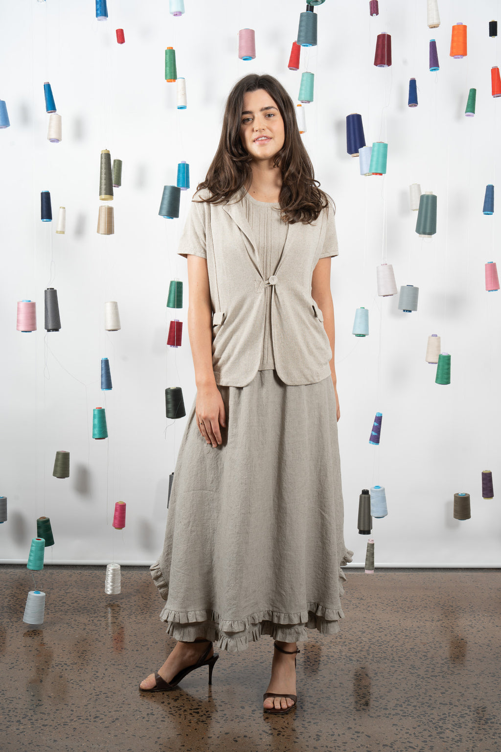 NETTA LINEN SKIRT- SAND