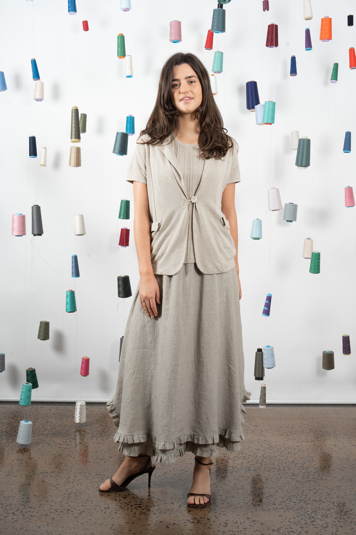 NETTA LINEN SKIRT- SAND