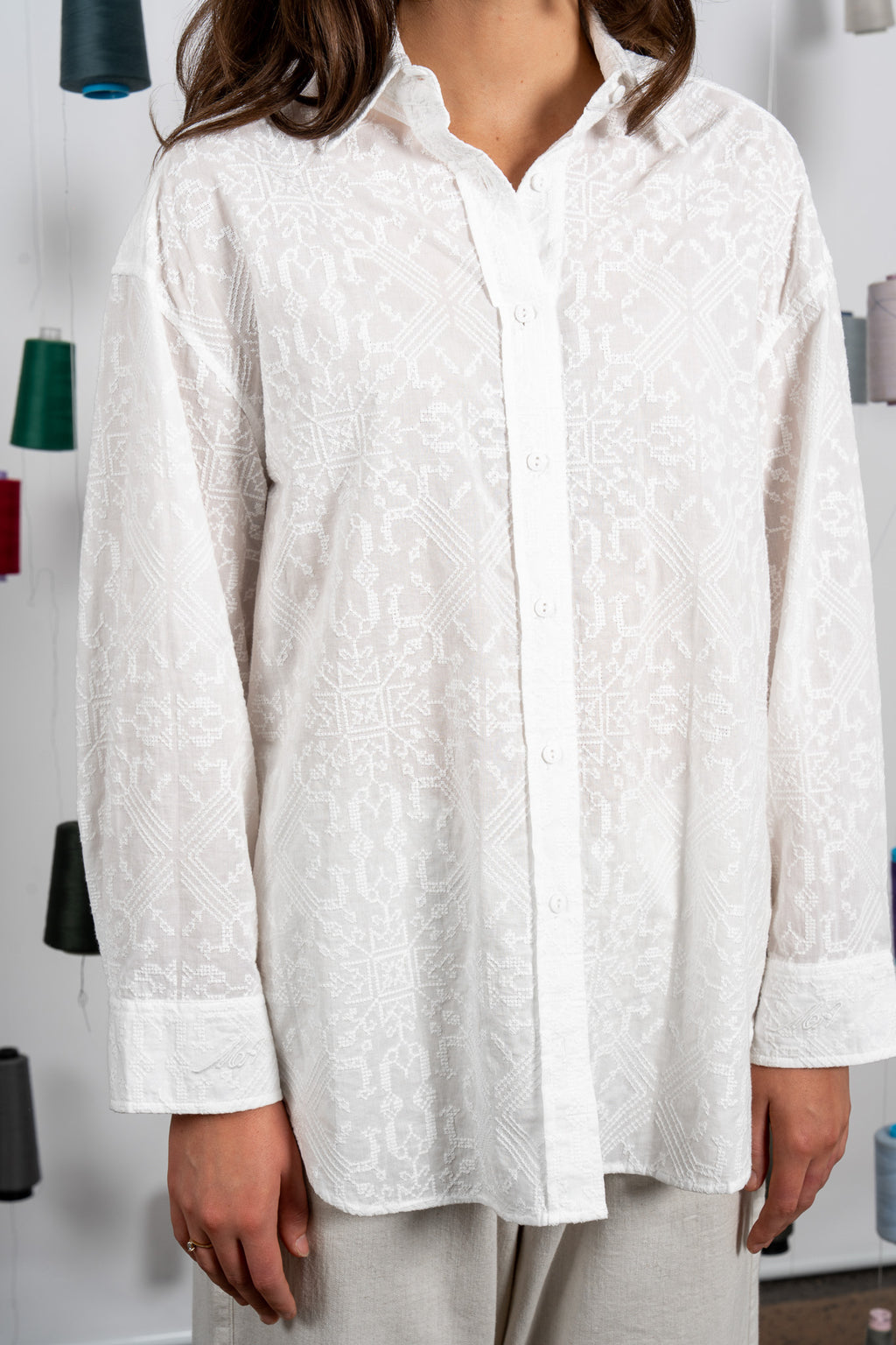 JARRAH SHIRT - EMBROIDERED WHITE