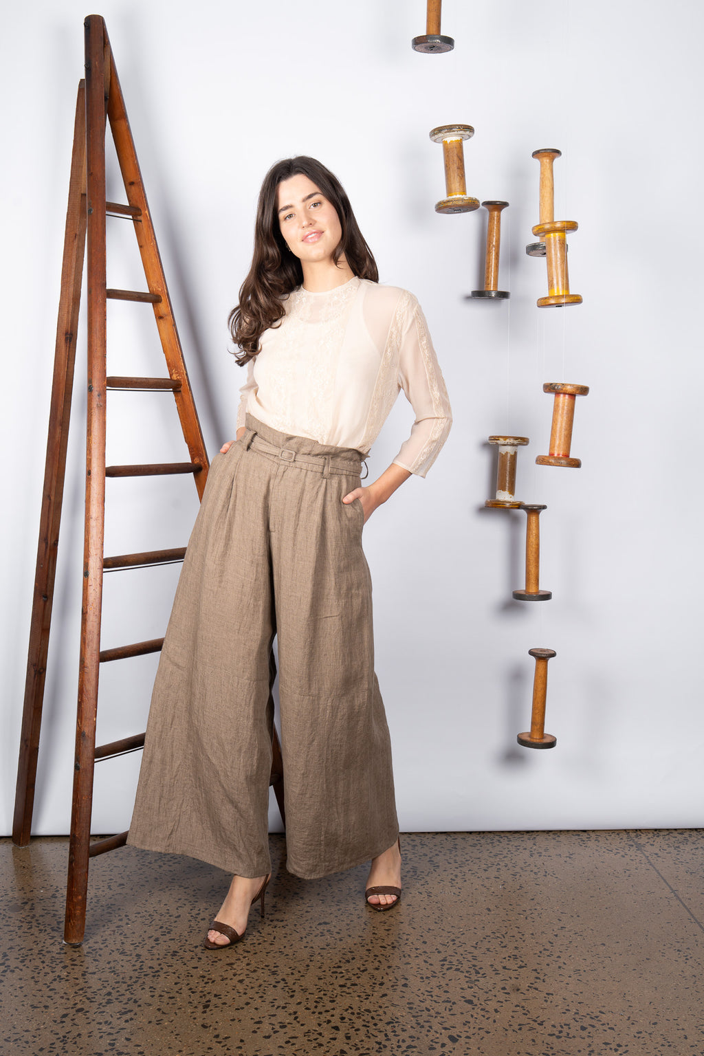 DOWNTOWN LINEN PANT - ROCK