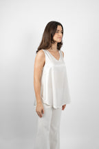 GILLIE TANK SILK/ELASTANE - CRISP CREAM