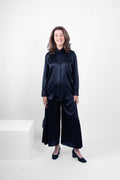 STRAIGHT SHIRT SILK/ELASTANE - NAVY
