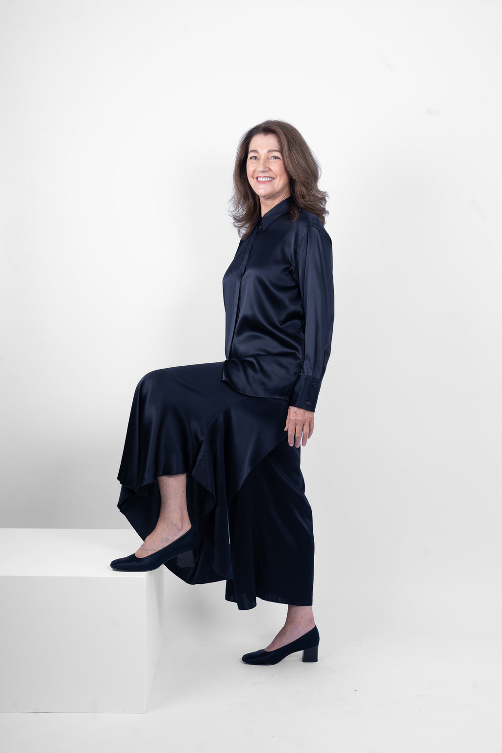 MCGEHEE PANT SILK/ELASTANE - NAVY