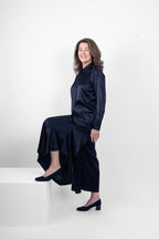 MCGEHEE PANT SILK/ELASTANE - NAVY