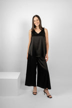 GILLIE TANK SILK/ELASTANE - BLACK