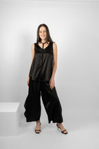 GILLIE TANK SILK/ELASTANE - BLACK