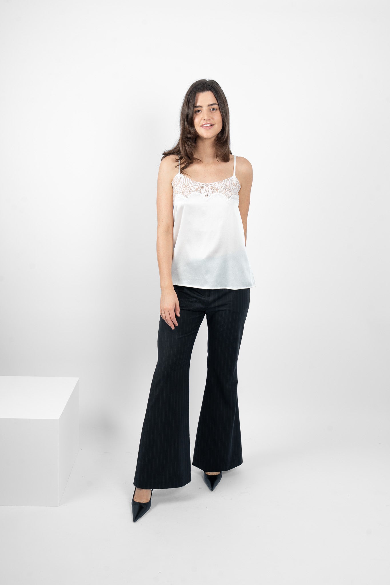 TAMBOURINE CAMI SILK/ELASTANE - WHITE
