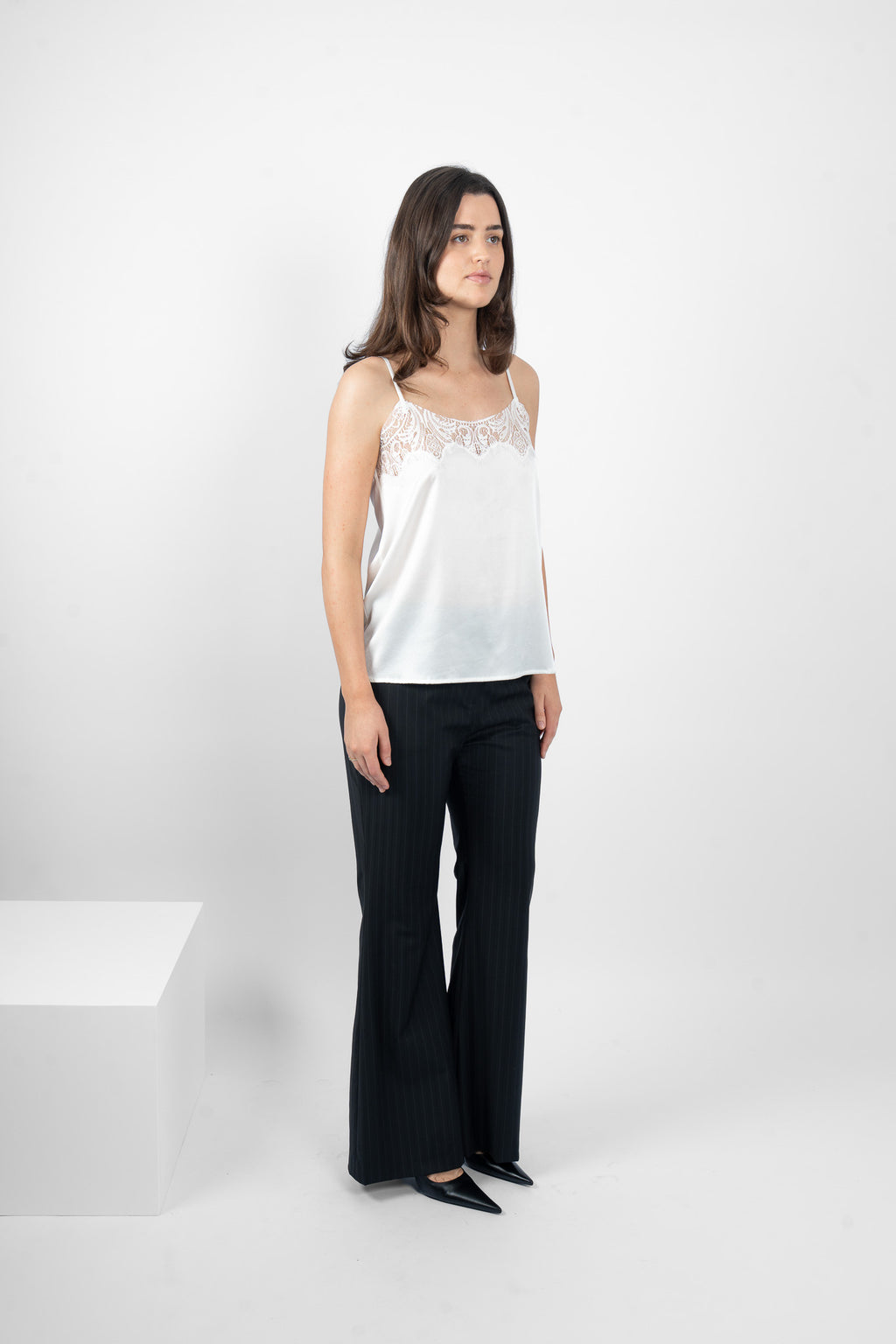 TAMBOURINE CAMI SILK/ELASTANE - WHITE