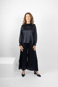 GARRISON TOP SILK/ELASTANE - NAVY