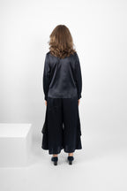 GARRISON TOP SILK/ELASTANE - NAVY