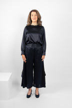 GARRISON TOP SILK/ELASTANE - NAVY