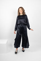 GARRISON TOP SILK/ELASTANE - NAVY