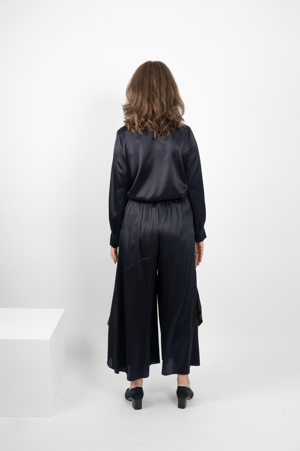 GARRISON TOP SILK/ELASTANE - NAVY
