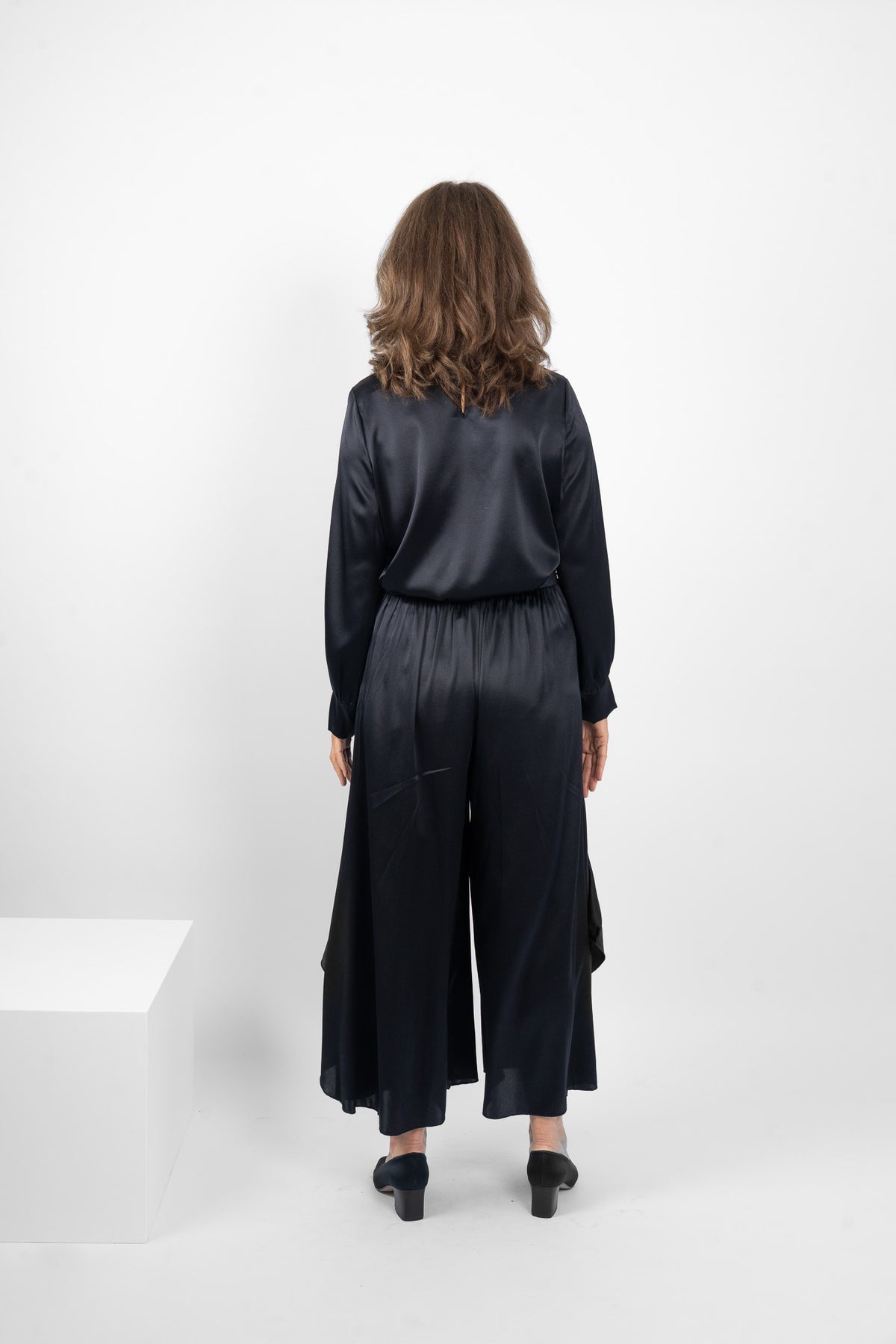 GARRISON TOP SILK/ELASTANE - NAVY