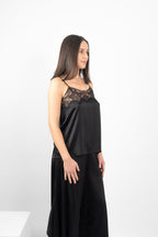 TAMBOURINE CAMI SILK/ELASTANE - BLACK