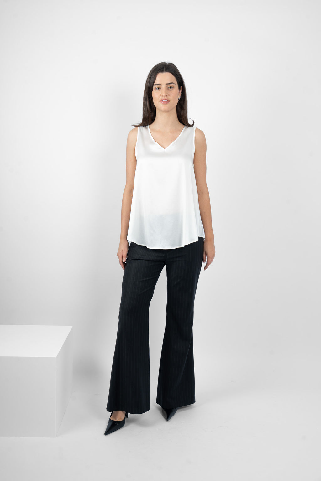 GILLIE TANK SILK/ELASTANE - WHITE