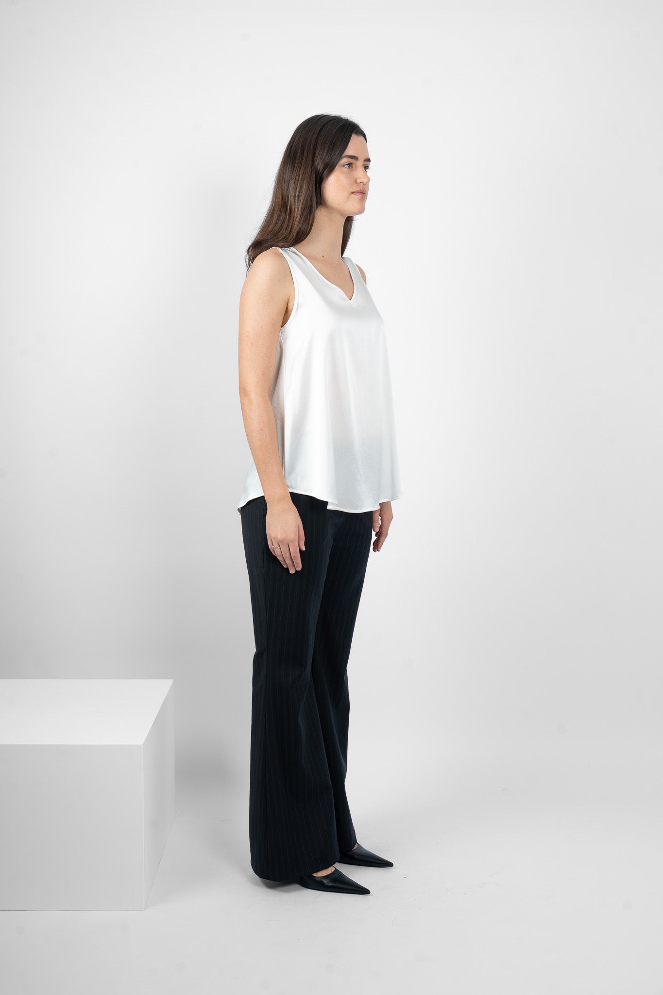 GILLIE TANK SILK/ELASTANE - WHITE