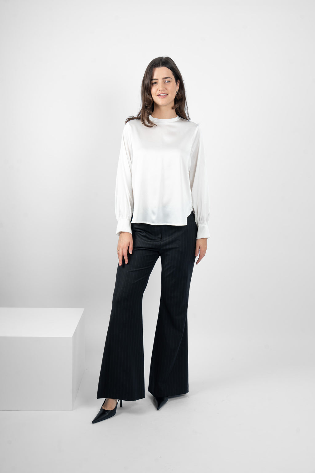 GARRISON TOP SILK/ELASTANE - WHITE