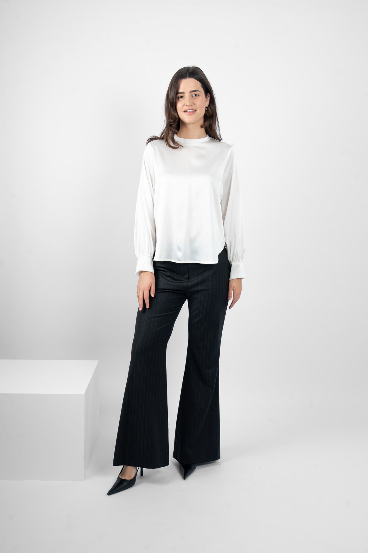 GARRISON TOP SILK/ELASTANE - WHITE