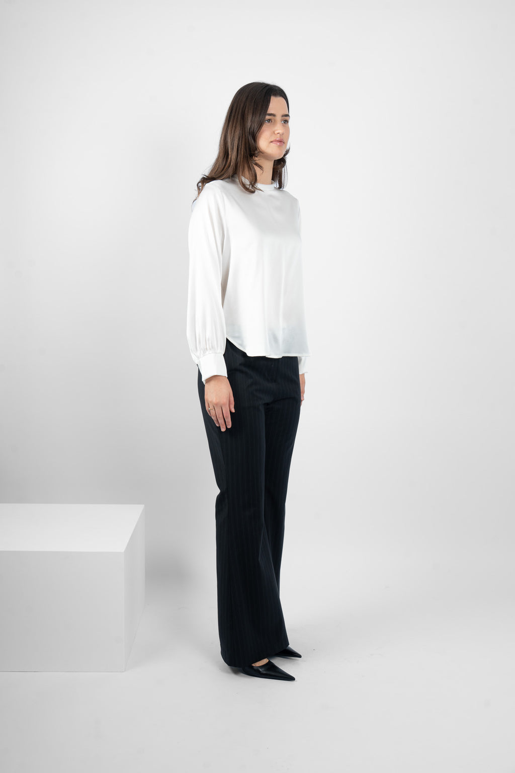 GARRISON TOP SILK/ELASTANE - WHITE