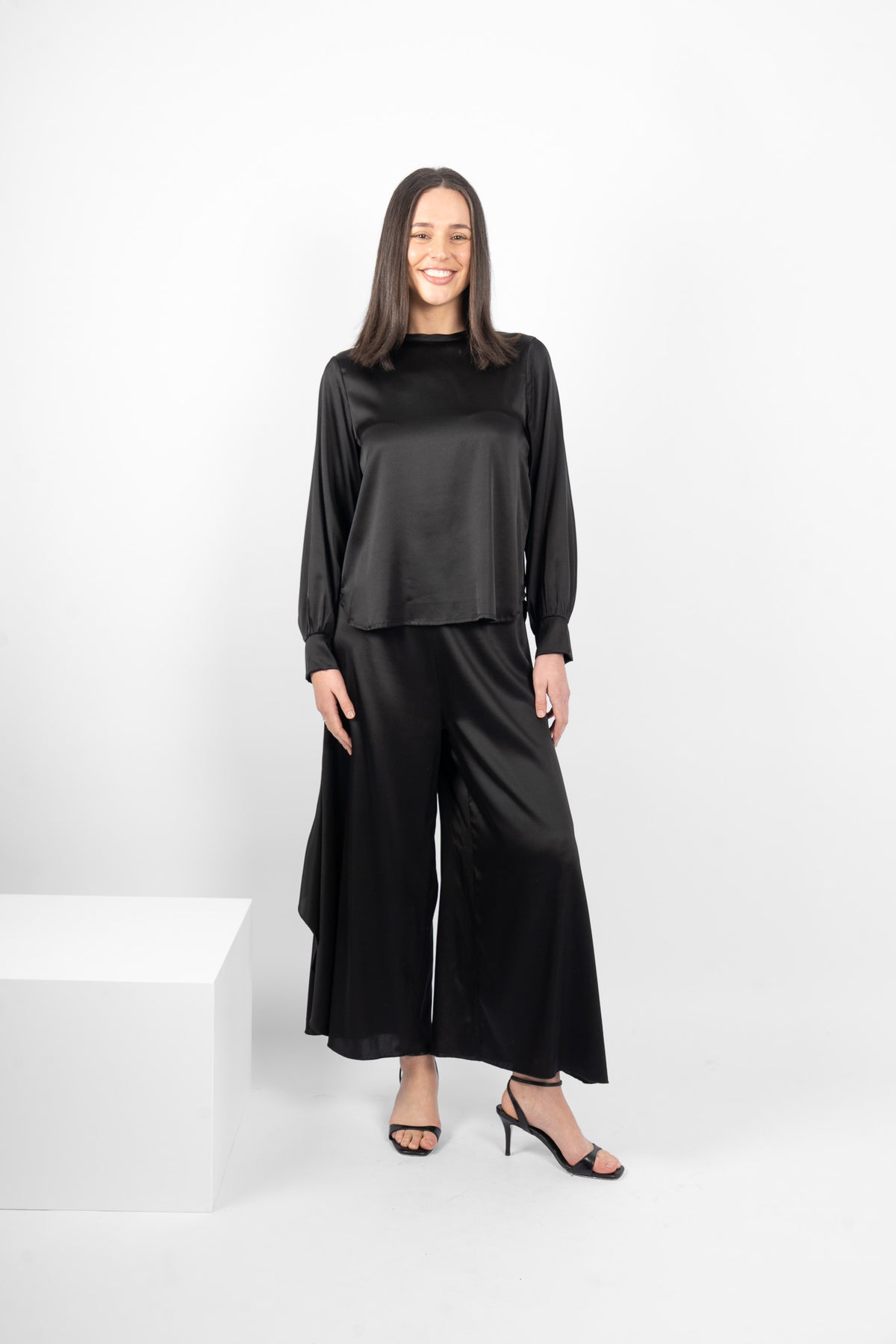 GARRISON TOP SILK/ELASTANE - BLACK