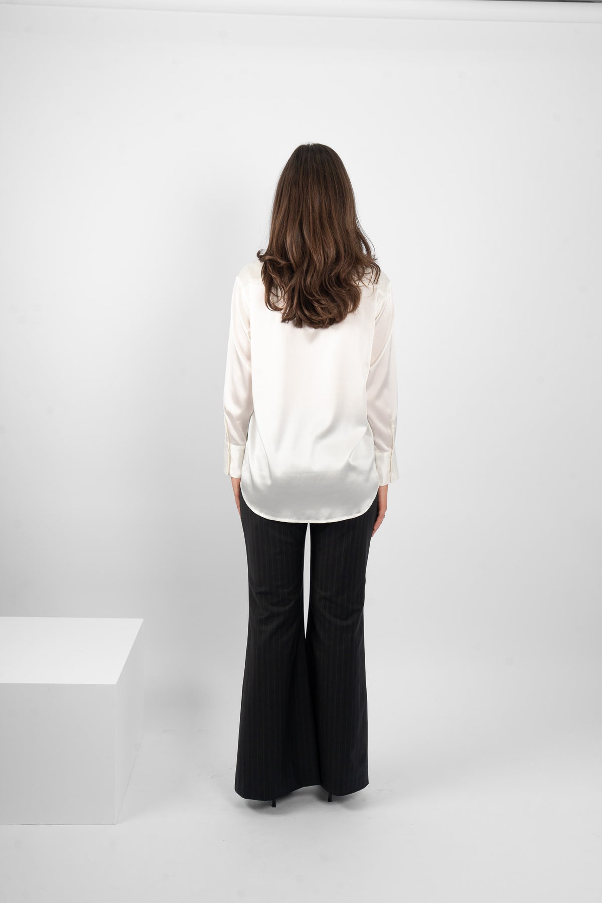 STRAIGHT SHIRT SILK/ELASTANE - WHITE