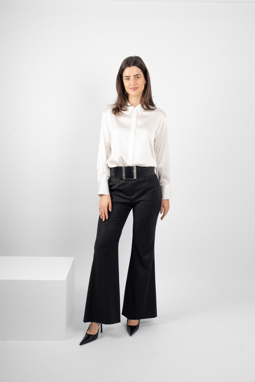 STRAIGHT SHIRT SILK/ELASTANE - WHITE