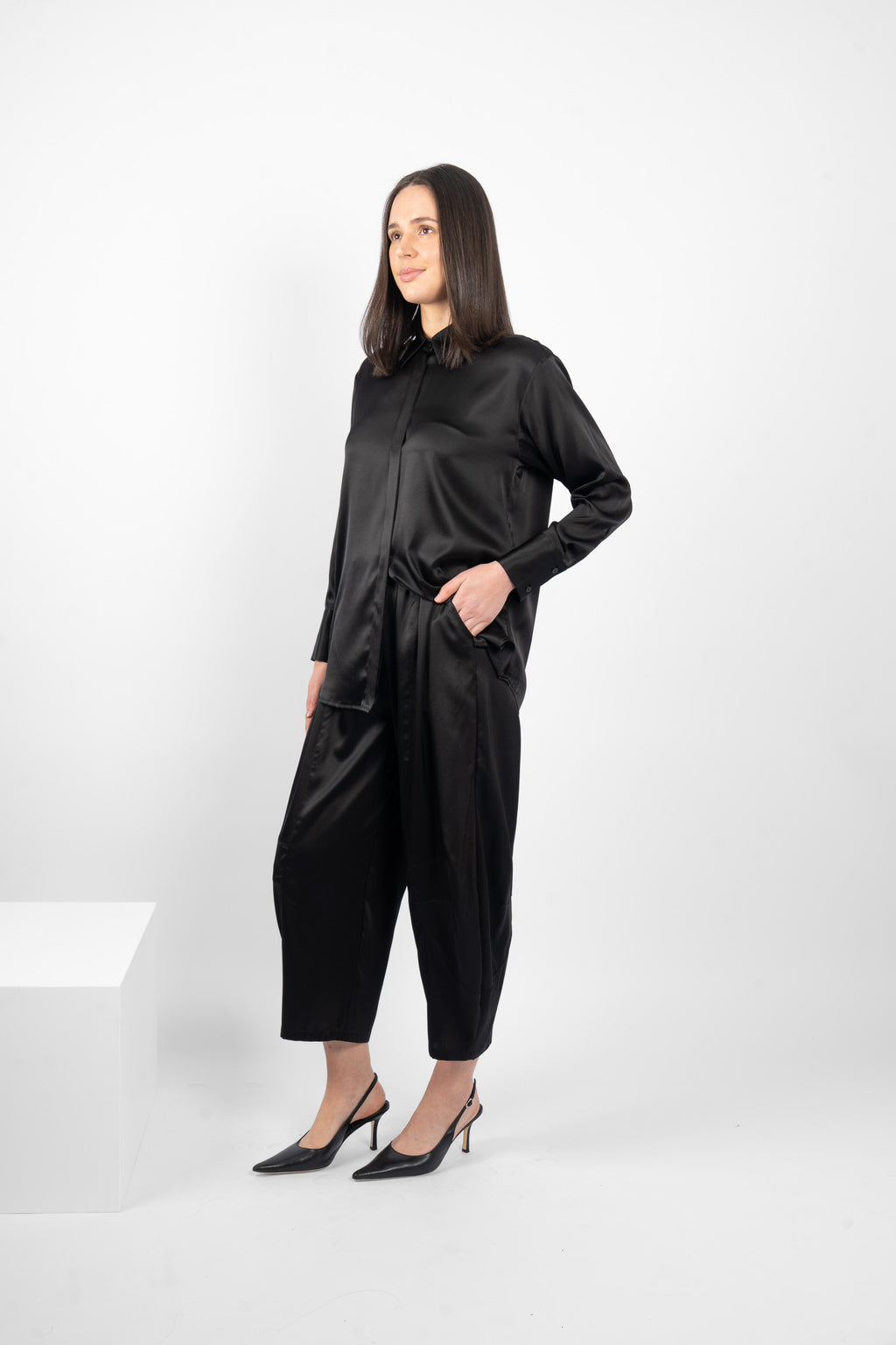 NIKO SILK/ELASTANE PANT - BLACK