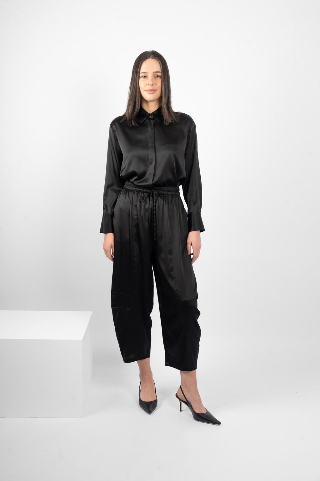 NIKO SILK/ELASTANE PANT - BLACK