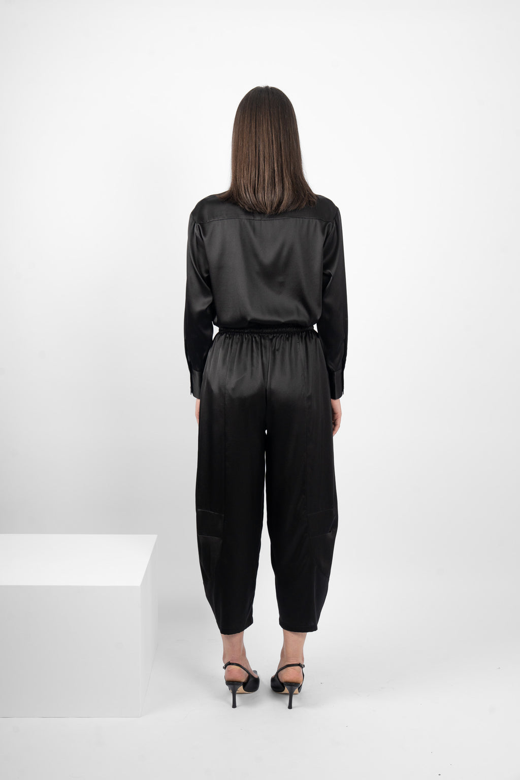 STRAIGHT SHIRT SILK/ELASTANE - BLACK