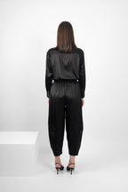 STRAIGHT SHIRT SILK/ELASTANE - BLACK