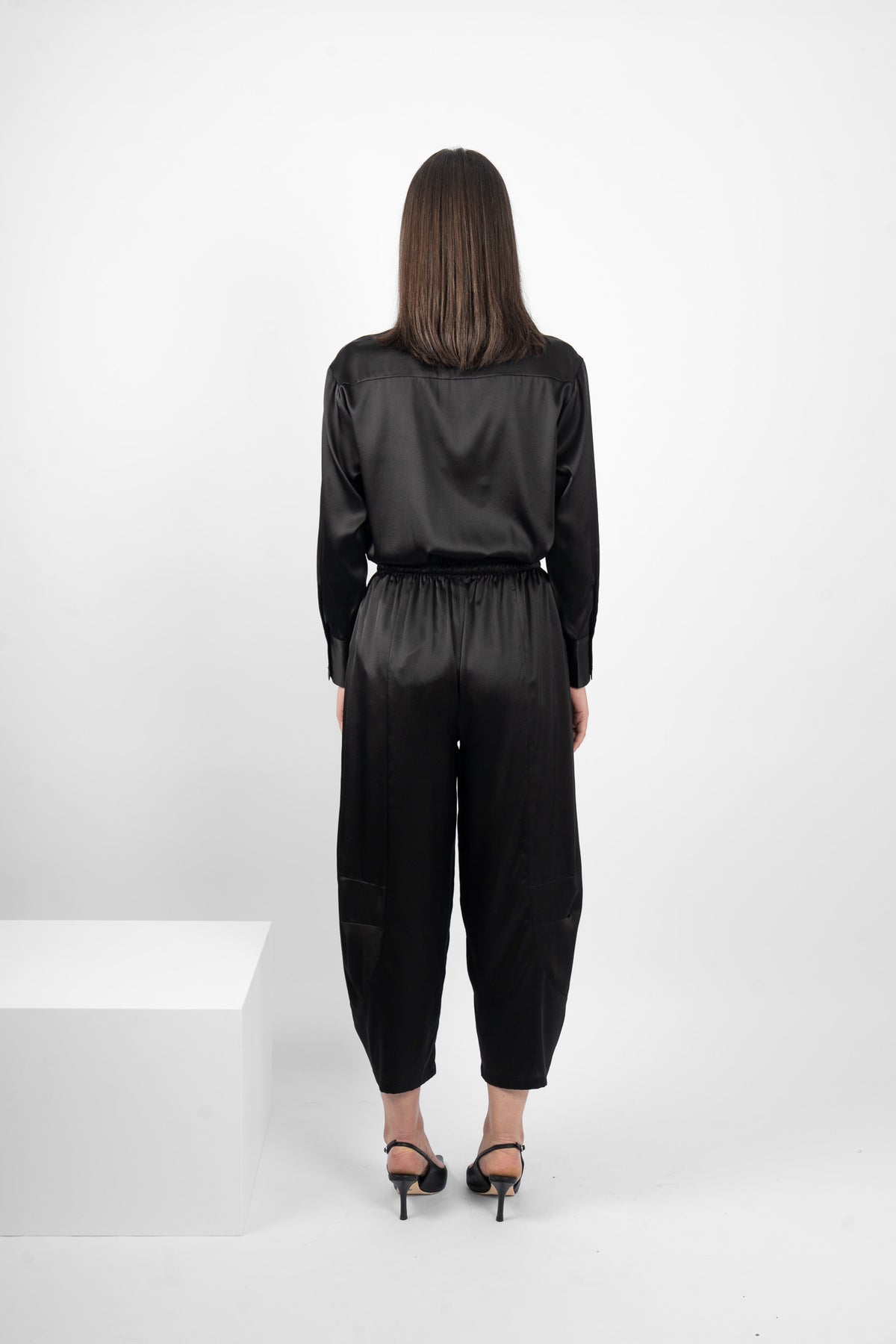 STRAIGHT SHIRT SILK/ELASTANE - BLACK