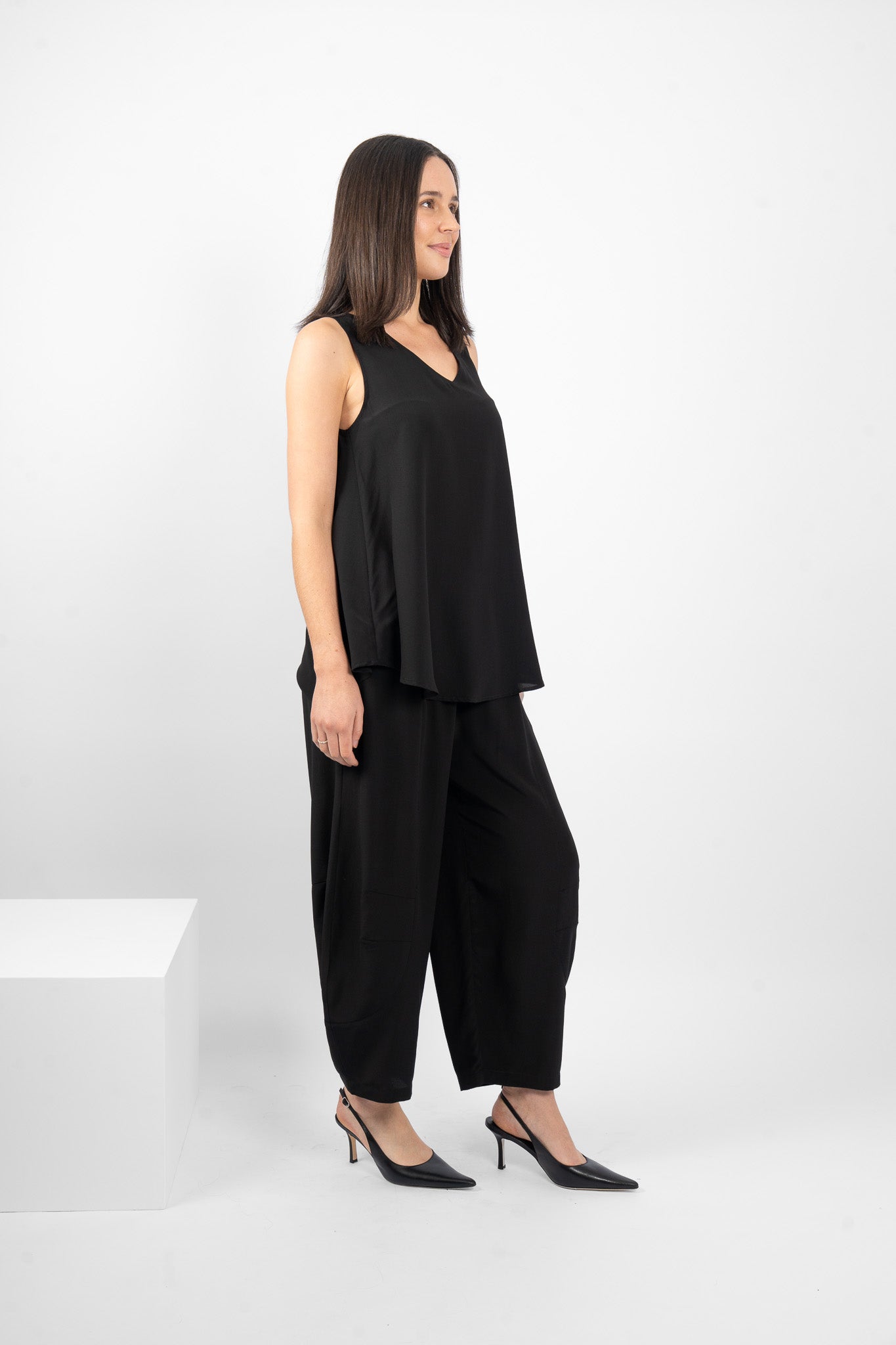 GILLIE TANK SILK - BLACK