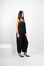 TAMBOURINE CAMI SILK - BLACK