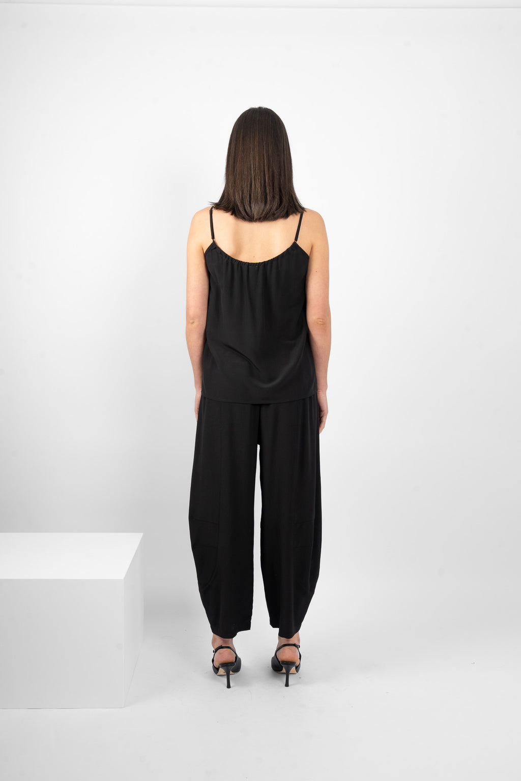 TAMBOURINE CAMI SILK - BLACK