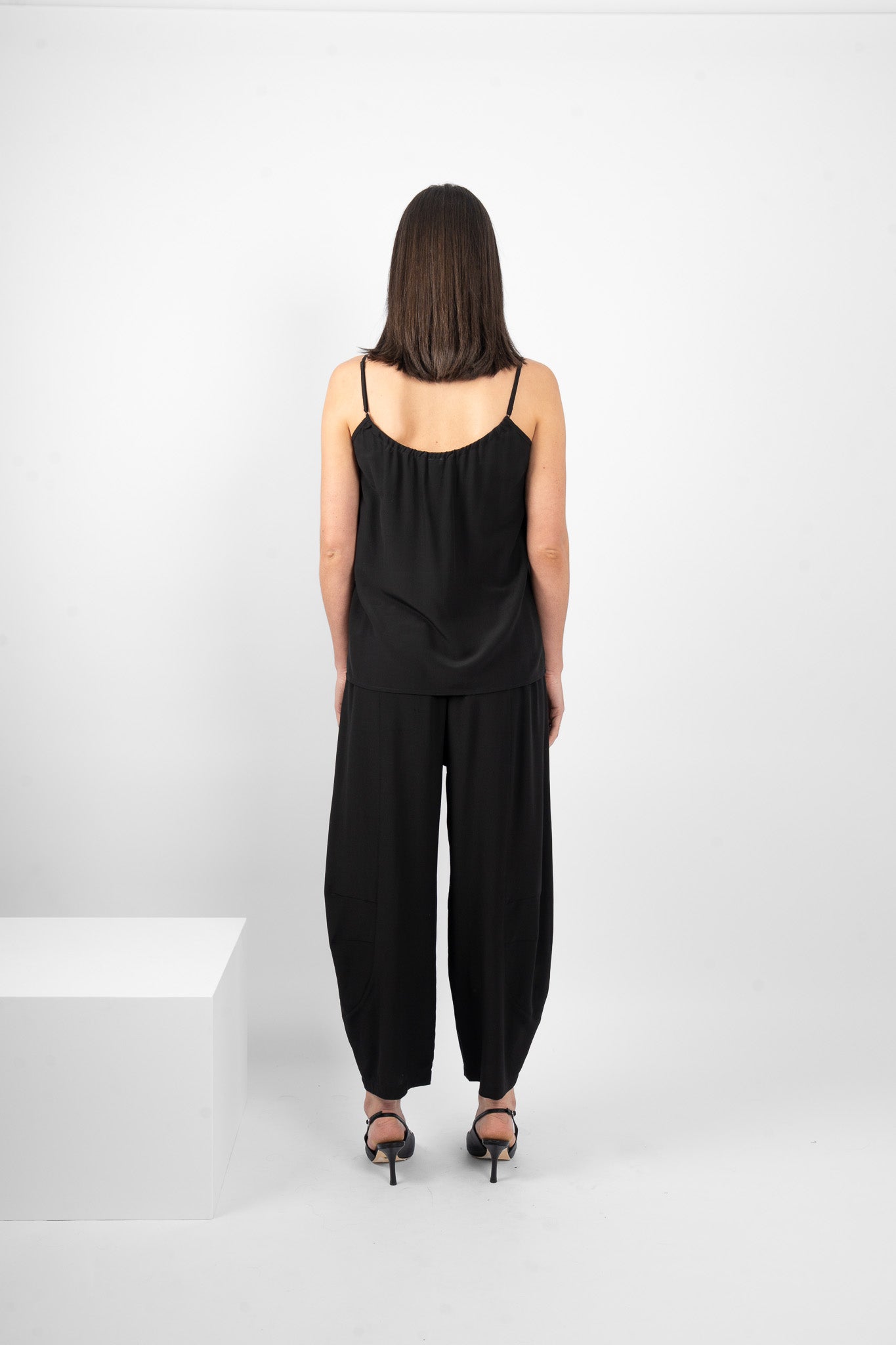 TAMBOURINE CAMI SILK - BLACK