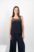TAMBOURINE CAMI SILK/ELASTANE - NAVY