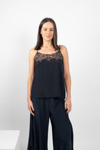 TAMBOURINE CAMI SILK/ELASTANE - NAVY