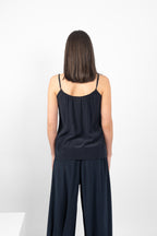 TAMBOURINE CAMI SILK/ELASTANE - NAVY
