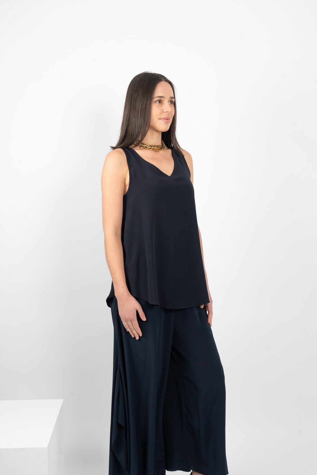 GILLIE TANK SILK - NAVY